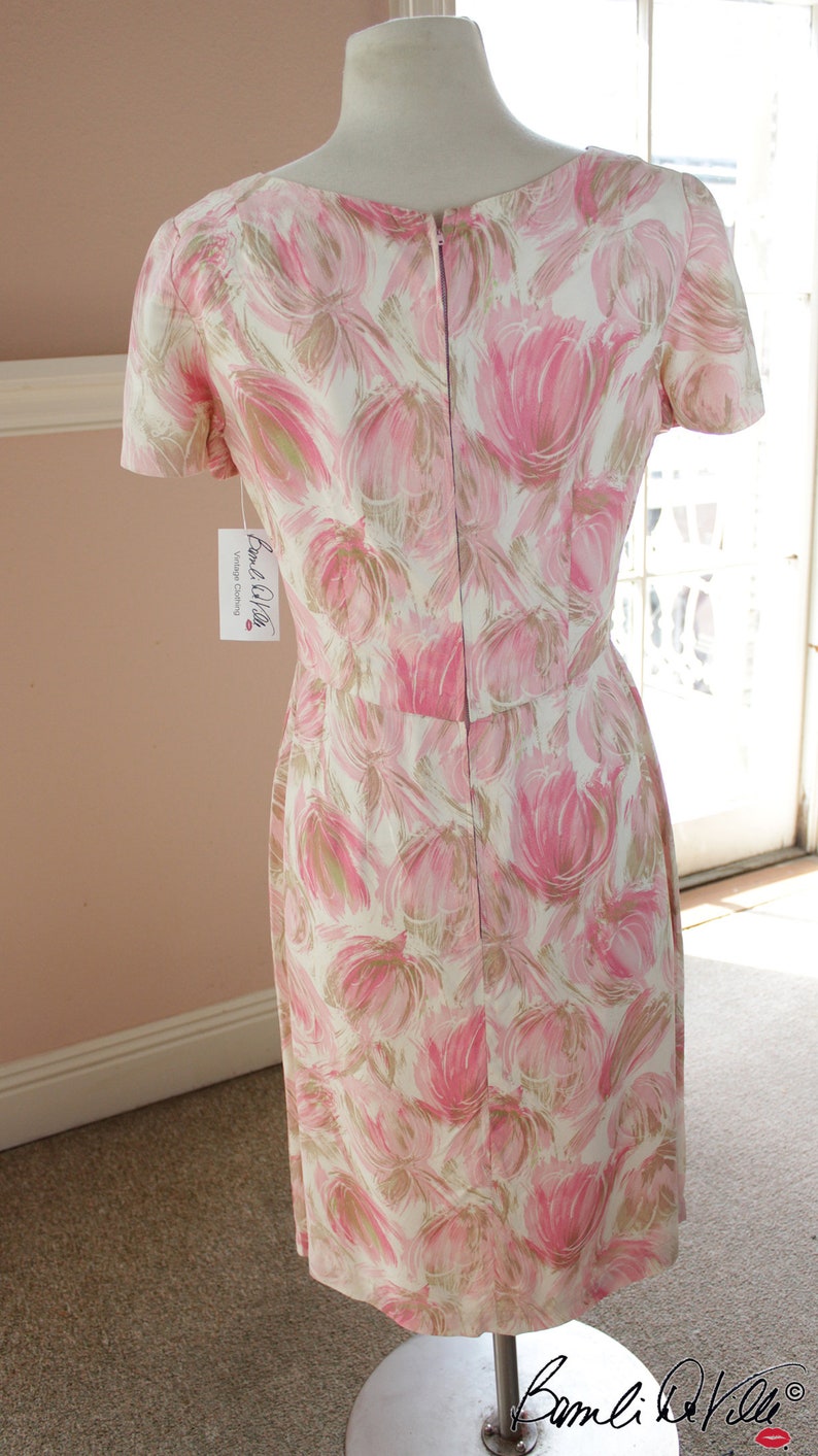 Vintage Mod Pink Floral 50s 60s image 4