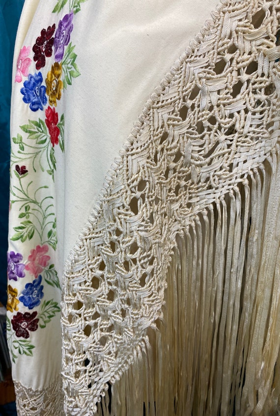 Antique Embroidered Edwardian Shawl and Vintage a… - image 7