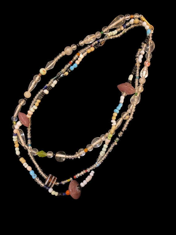mardi gras glass bead necklace