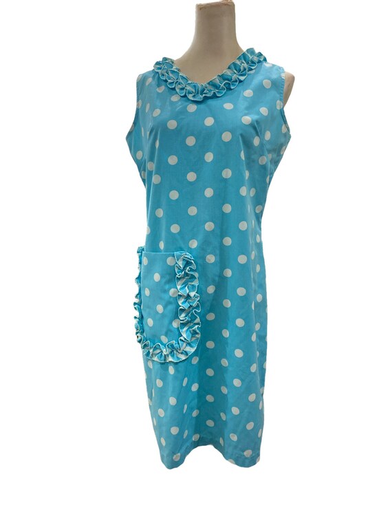 Vintage 60s Polkadot Dress Mod Cool turquoise