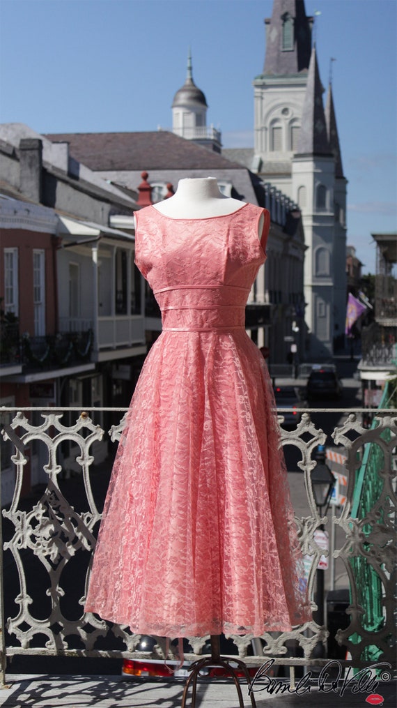 50s Peach Party Dress