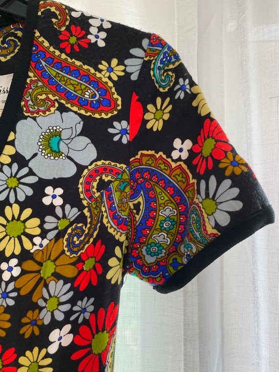 Vintage 60s Psychedelic Velvet floral Maxie Small… - image 4