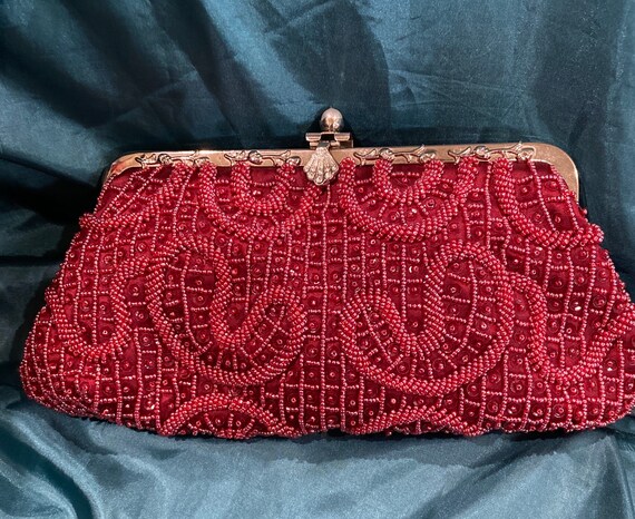 Red Monogram Canvas Cosmetic Bag/Clutch – Vintage Couture