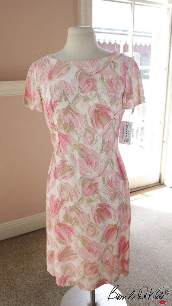 Vintage Mod Pink Floral 50s 60s