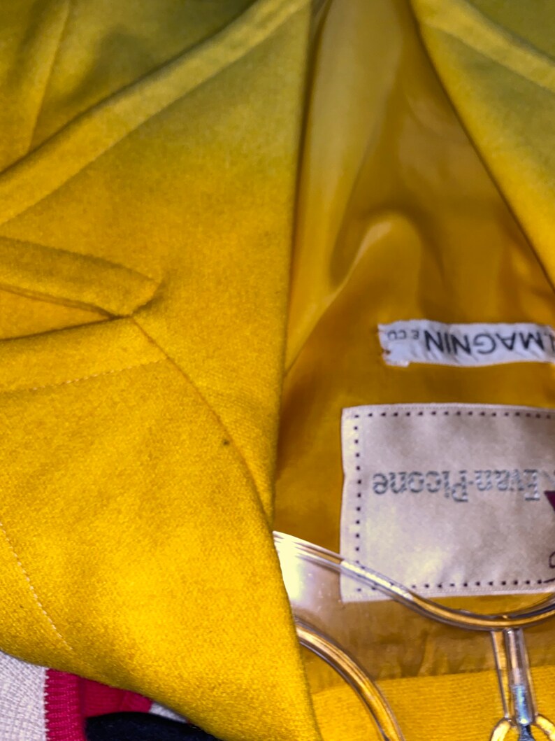 Vintage 80s Yellow Military Style Jacket Medium Designer Evan Etsy