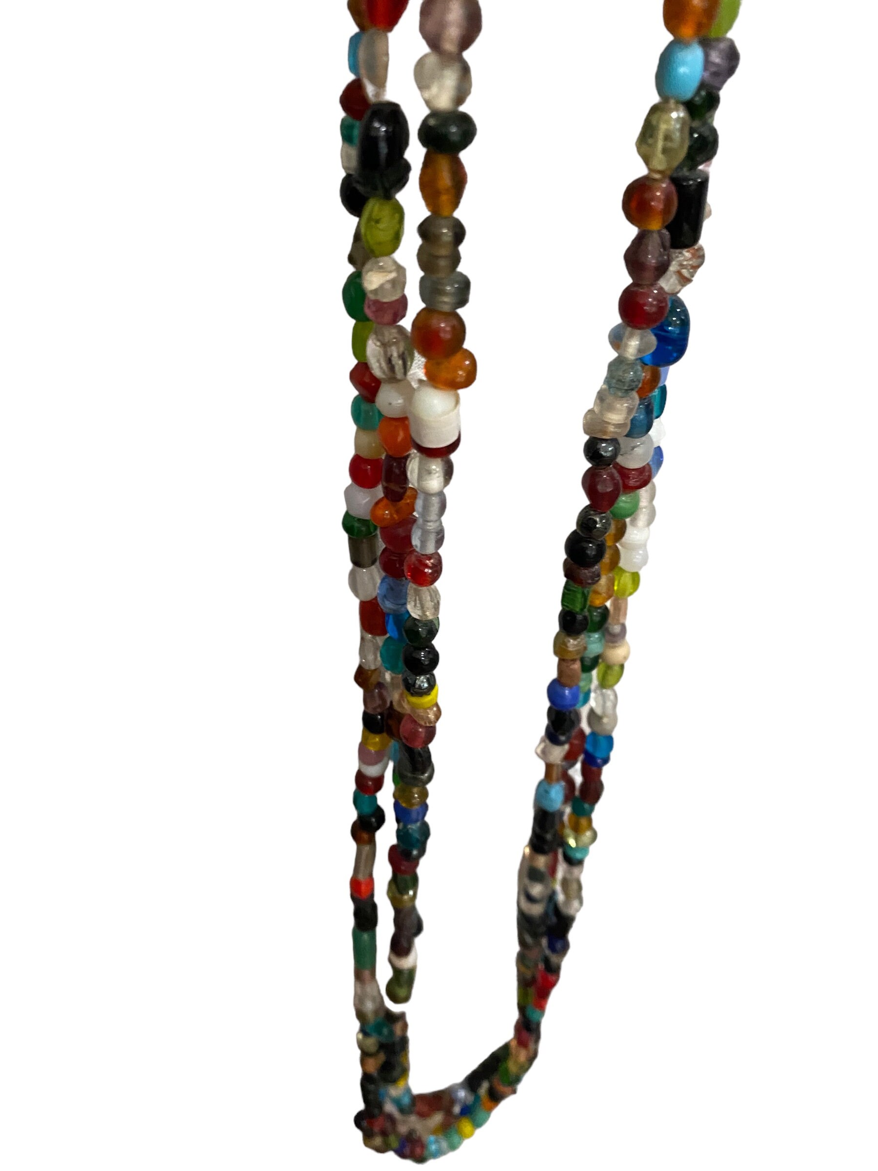 Vintage Mardi Gras Beads 55 Strand Colorful Glass Mix W/