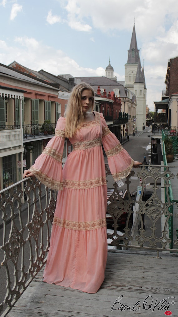 70s Peasant Hippie Boho Vintage Dress Gypset