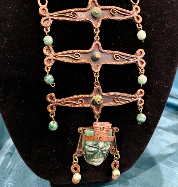 Vintage Mexico Mexican Necklace exotic Jade - image 1