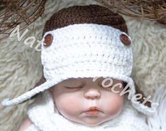 Newborn Pilot Hat, Baby Pilot Hat, Pilot Hat for Boys, Boy Aviator Hat, Crochet Baby Hat, Boy Pilot Hat, Newborn Photography Prop