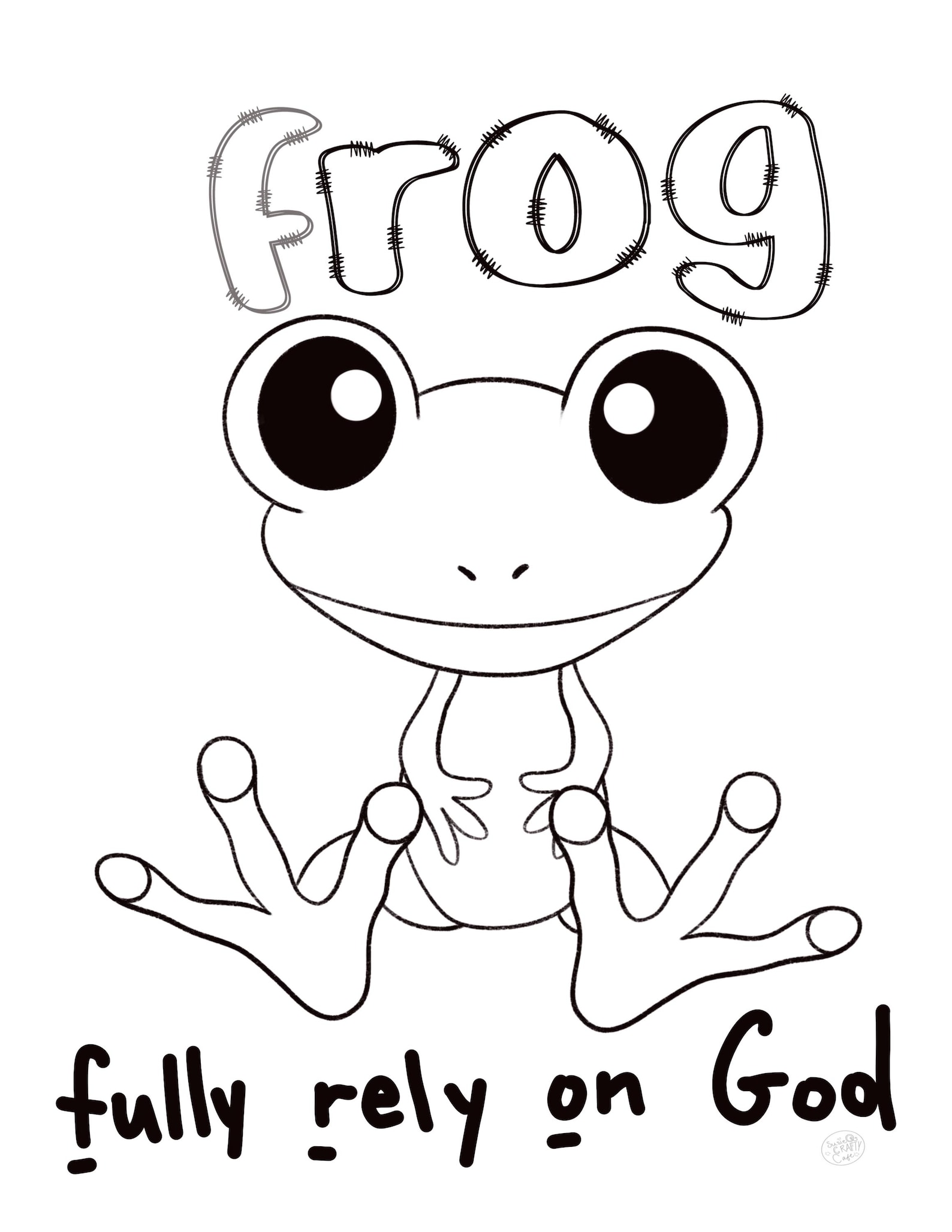 Frog Coloring Page Fully Rely on God Printable (digital Download) Etsy