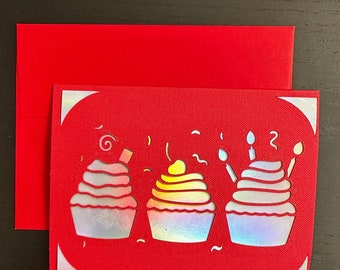 Cupcake Card, Cupcake Birthday Card, Birthday Card, Cupcakes Card, Happy Birthday Card, Birthday Card for Husband, Card for Friend, Birthday