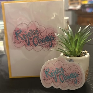 Rejoice Always Card and Sticker, Scripture Card, Scripture Verse Card, Anniversary Card, Wedding Card, Celebration Card, Faith Based Cards