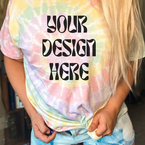 Gildan 5000 Hazy Rainbow Spiral Tie Dye Shirt Mockup Digital Download Oversized T Shirt Plus Size Clothing Tie Dye Shirt - Pastel Aesthetic