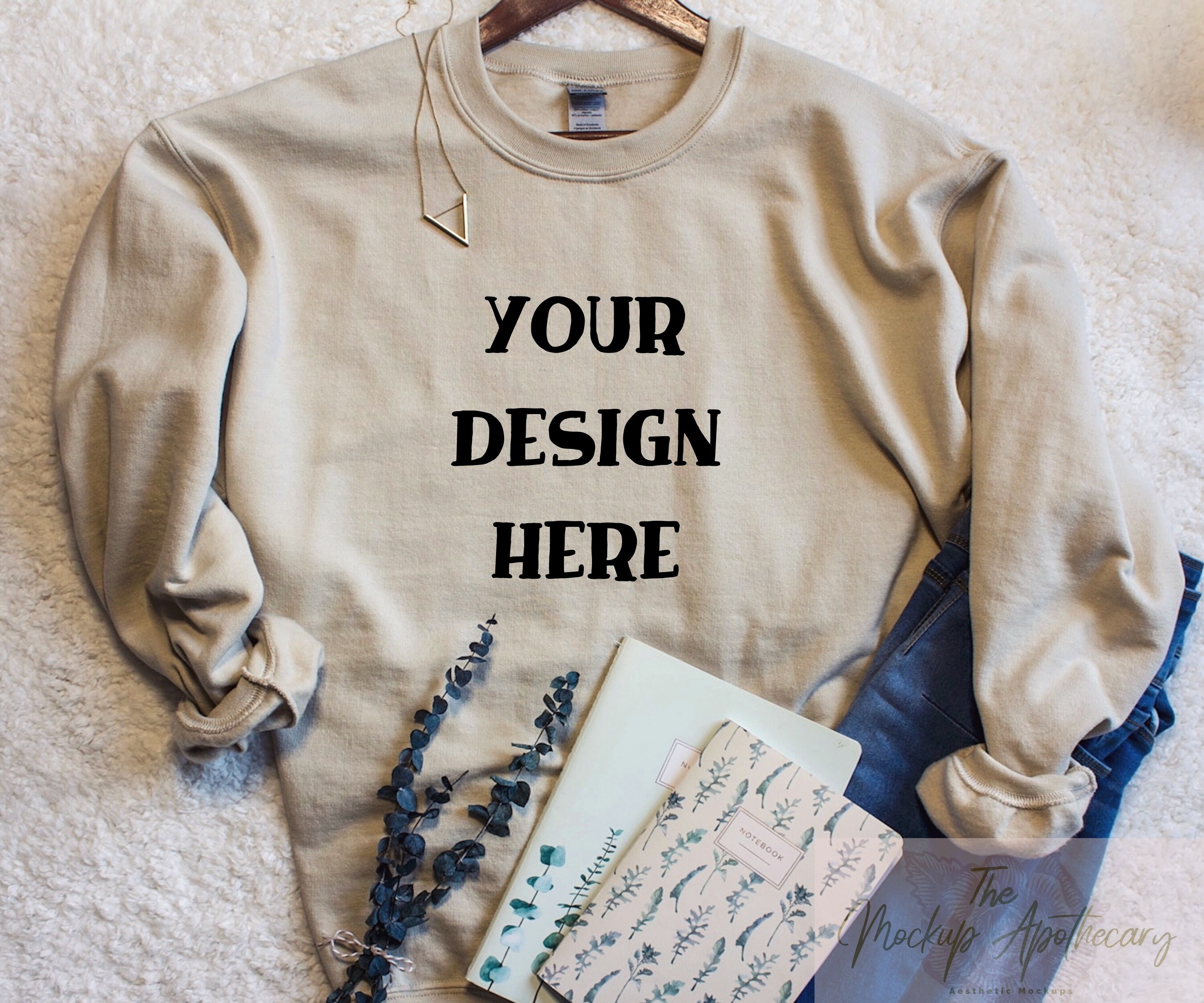 Gildan 18000 Mockup Sand Boho Mockup 