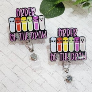 lab tech badge reel, order of the draw badge reel, nurse badge reel, phlebotomy badge reel,