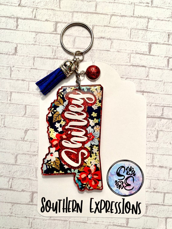 Mississippi Keychain Floral Keychain State Keychain Etsy