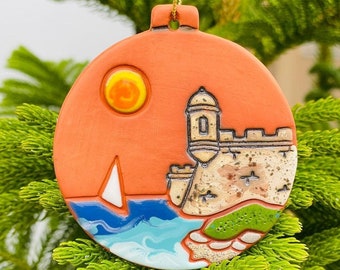 Ornaments Garita el Morro Red Clay-Hand Crafted Ornament | Clay Decor  | Handmade Ceramic | Clay Art | Souvenirs | Christmas gift