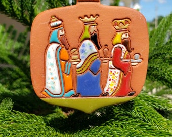 Ornaments Clay Art RedClay Decor Hand Crafted Ornament Gift Ornament Jesus was Born Souvenirs Handmade Ceramic