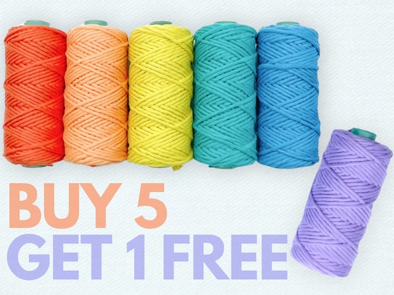 3mm Macrame Cord 100% Premium Combed Cotton | 250ft - 76m | BUY 5 GET 1 FREE | Natural Non-Toxic Dyes | Oeko-Tex® Certified