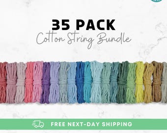 35-PACK Macrame String 4mm | Premium Combed Cotton | Single Strand Macrame Cord | Oeko-Tex® Certified
