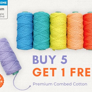 Macrame String 3mm Premium Combed Cotton | 250ft - 76m - 83yd | BUY 5 GET 1 FREE