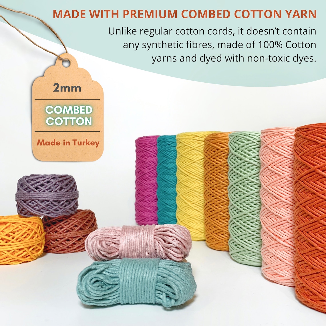 2mm Macrame Cord SUPREME 100 Premium COMBED Cotton Dyed Etsy