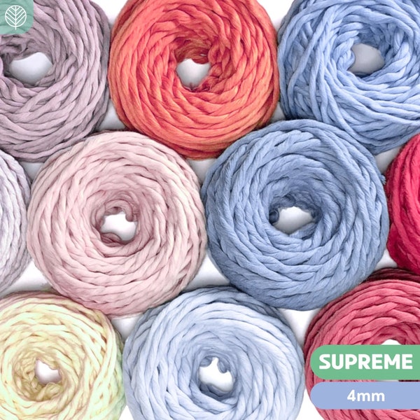 4mm Macrame Cord Single Strand | SUPREME | Premium Combed Cotton | Organic Blended | Non-toxic & Naturally Dyed