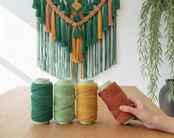 4mm Cotton Rope 3-Strand Macrame Cord, Organic-Blend Combed Cotton | 330ft/100m/110yd | Non-toxic Natural Dye | OEKO-TEX® Certified