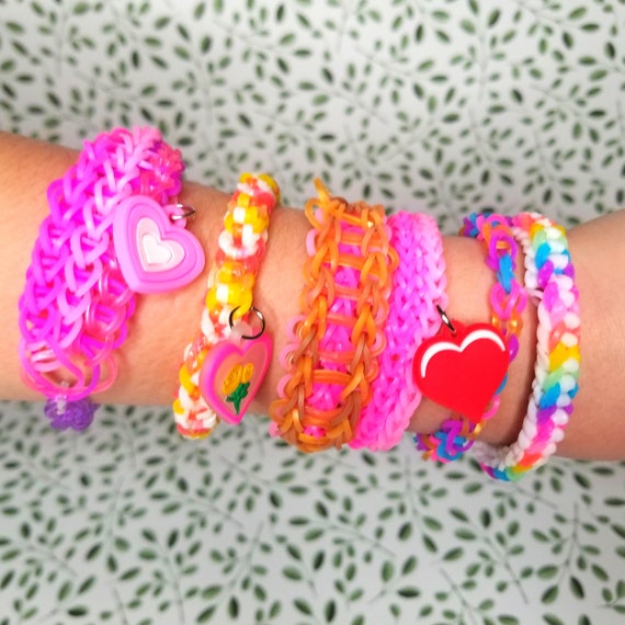 Valentine's Day Rainbow Loom Bracelets Heart Rainbow Loom Anklets Rainbow  Loom Accessories Friendship Bracelets Gifts for Tweens 