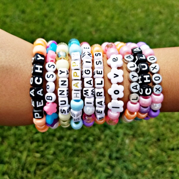 Custom Bead Bracelet | Rainbow Bracelets | Custom Word Beaded Bracelets | Name Bracelet | Arm Candy | Colorful Beach Bracelet