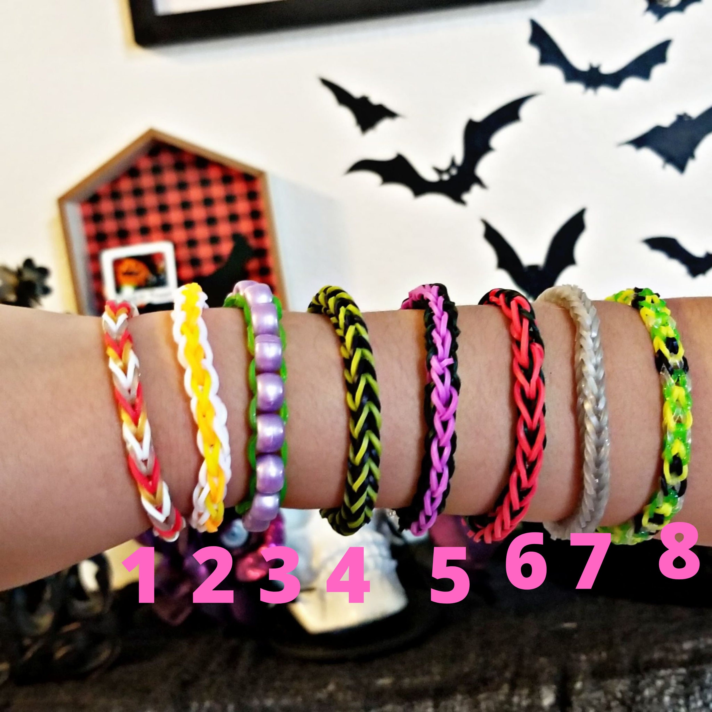 Personalized beaded friendship summer Rainbow Loom rubber band bracelet  birthday