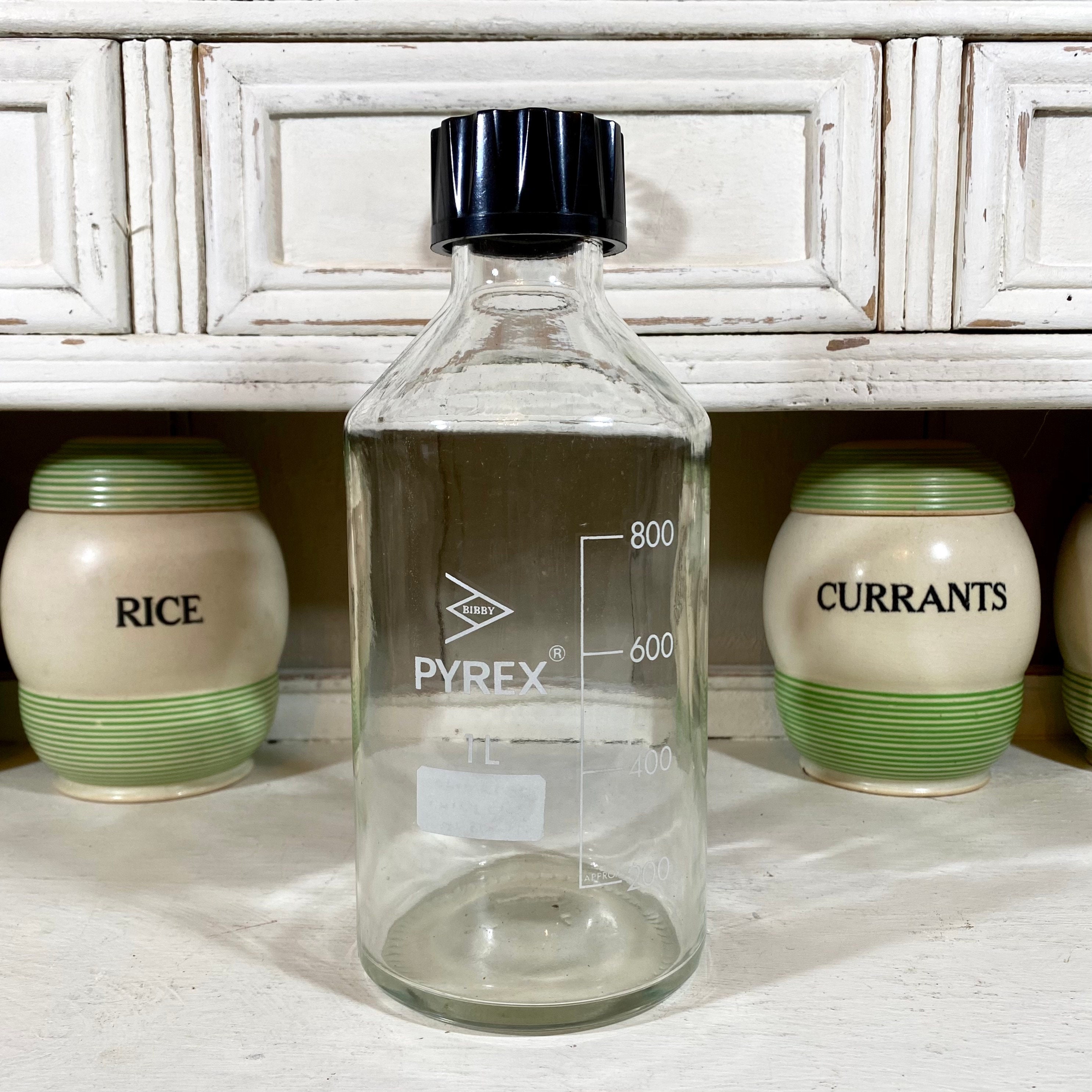 Scientific Lab Pyrex 1L Jar / Glass Bottle With Lid Etsy