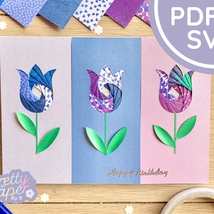 Tulip Iris Folding Pattern Mini PDF & SVG Beginner Iris | Etsy UK