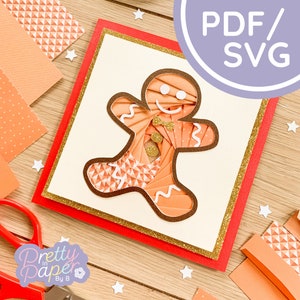 Gingerbread Man Iris Folding Pattern PDF & SVG | Christmas Biscuit Beginner Iris Folding Pattern Download | Cut File | Card Making Template