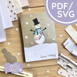 Snowman Iris Folding Pattern PDF & SVG | Snow Man Beginner Iris Folding Pattern Download | Cut File | Card Making Template