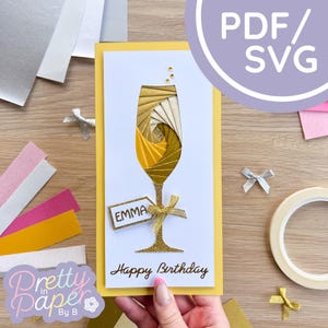Patrón de plegado de iris para una copa de champán individual en formato PDF y SVG / Patrón de plegado de iris para principiantes Descarga / Archivo de corte / Plantilla para hacer tarjetas