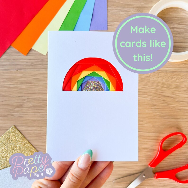 Mini Rainbow Card Apertures A6 Pack of 6 White Card Blanks & Envelopes x6 image 2