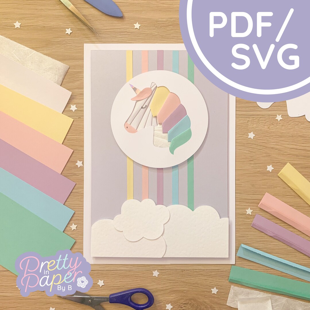 Unicorn Iris Folding Pattern Bundle PDF SVG | 2x Unicorn Iris Folding ...