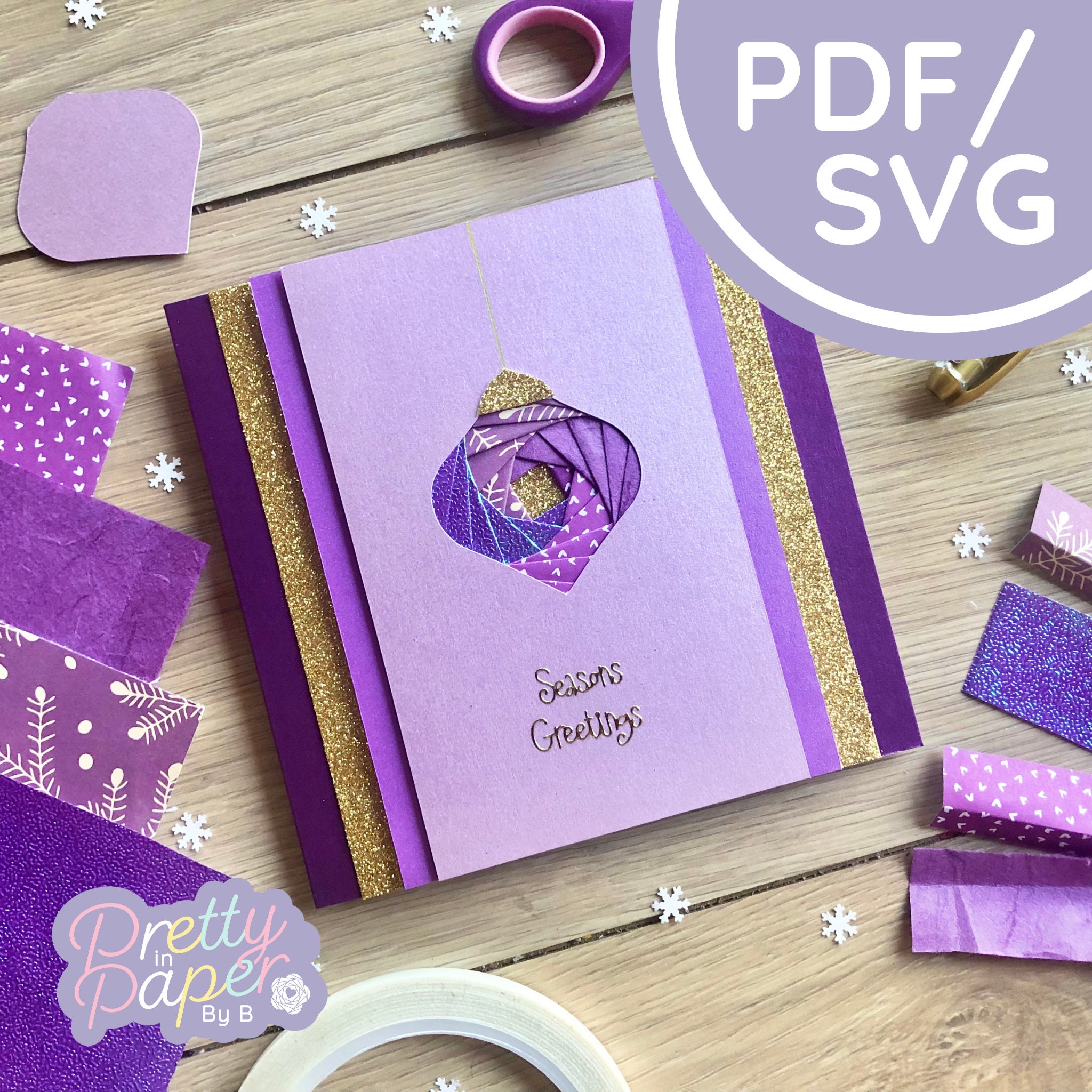 Bauble Iris Folding Pattern Mini PDF & SVG | Bulb Beginner Iris Folding ...