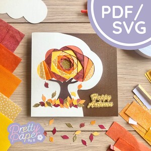 Modèle pliant d’iris d’arbre PDF & SVG | Téléchargement du modèle de pliage d’iris pour débutant d’automne | Couper le fichier | Modèle de fabrication de cartes