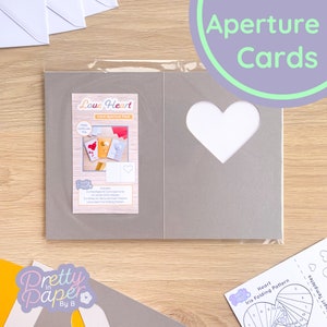 Liebe Herz Blenden Pack (3er Pack) | Perlmuttfarbene A5-Kartenöffnungen (x3), strukturiertes Einlegepapier (x3), C5-Umschläge (x3) Iris-Faltmuster