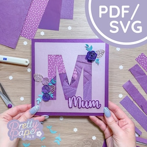 Buchstabe M Iris Faltmuster PDF & SVG | Alphabet Anfänger Iris Faltmuster PDF Download | Schnittdatei | Kartenherstellungs-Vorlage
