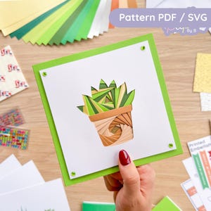 Miranda Succulent Plant Iris Folding Pattern PDF & SVG | Advanced Cactus Printable Download | Cut File | Card Making Template