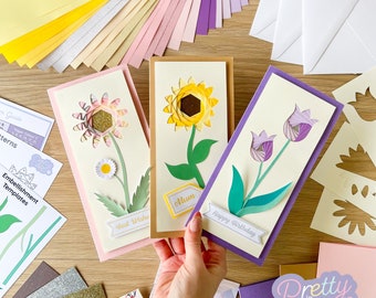 Sunshine Florals Card Making Kit | Iris Folding Craft Kit Beginners | Letter Box Craft Gift