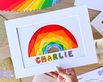 Craft Kit Personalised Rainbow | Beginners Rainbow Art Kit | Wall Art Kit | Iris Folding | Make Your Own Wall Art