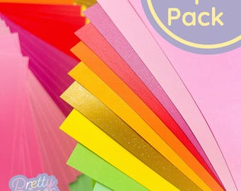 Tutti Fruity Paper Pack A5, 60 Sheets | Plain, Pearl & Sparkle Paper Pad | Bright Yellow, Orange, Pink, Red, Green Craft Paper