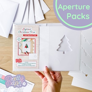 Weihnachtsbaum Karte Blenden A6 (6er Pack) Stilisiert | Weiße Kartenrohlinge & Umschläge x6