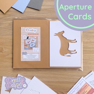 Carte à ouverture pour âne (paquet de 3) | Ouvertures rectangulaires blanches, cartes vierges couleur A5 et enveloppes blanches