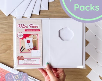 Rose Flower Card Apertures A6 (Pack of 6) Mini | White Card Blanks & Envelopes x6