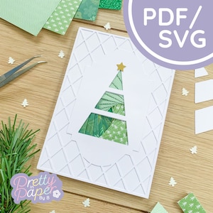 Modello di piegatura dell'iride dell'albero di Natale PDF e SVG / Scarica il modello di piegatura dell'iride dell'albero di Natale per principianti / File di taglio / Modello per la creazione di biglietti